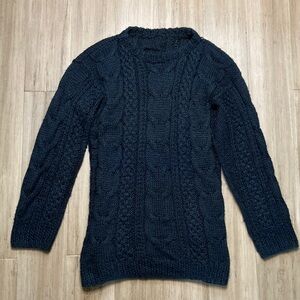 Women’s Alpaca and Wool Black Cable Knit Sweater